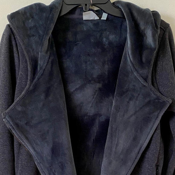 Athleta Jacket Cozy Karma Small Asymmetrical Fleece Lined Hoodie Grey full zip - Picture 7 of 8